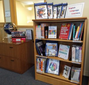 Photo of the English Language Learners collection at the Dracut Library